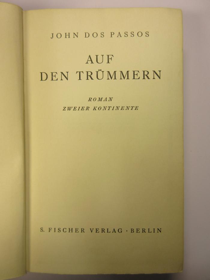 88/80/40746(4) : Auf den Trümmern: Roman zweier Kontinente (1932)