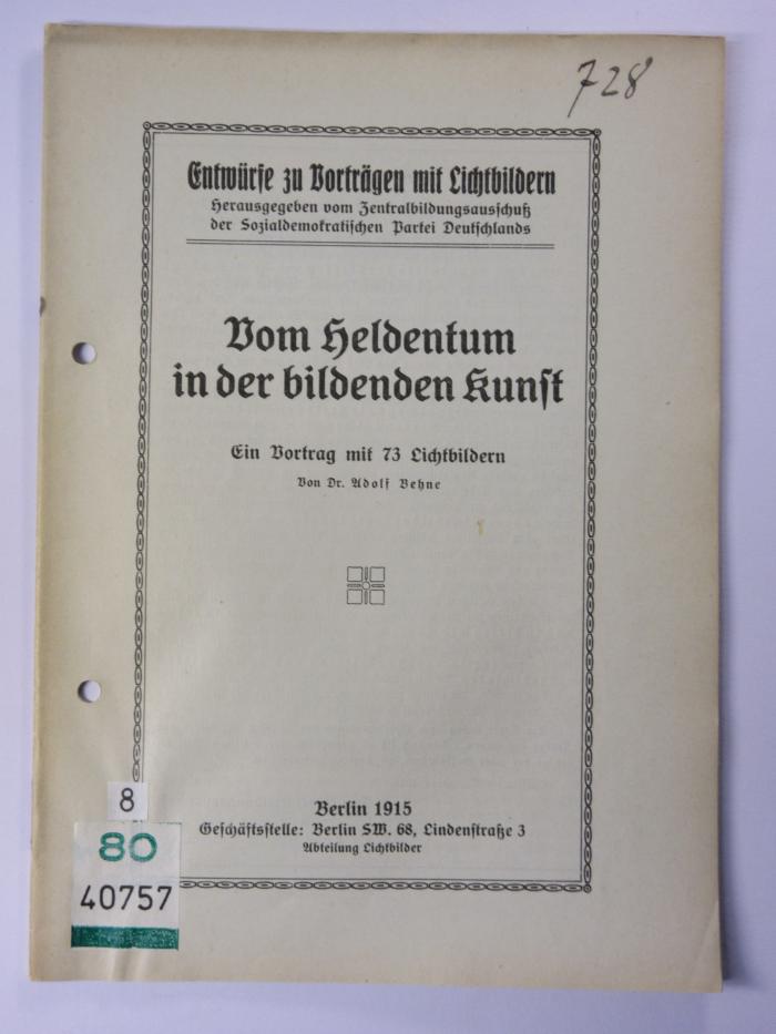 88/80/40757(0) : Vom Heldentum in der bildenden Kunst
 (1915)