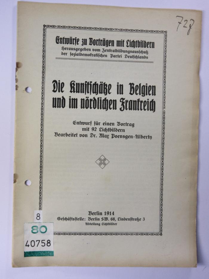 88/80/40758(1) : Die Kunstschätze in Belgien und im nördlichen Frankreich (1914)