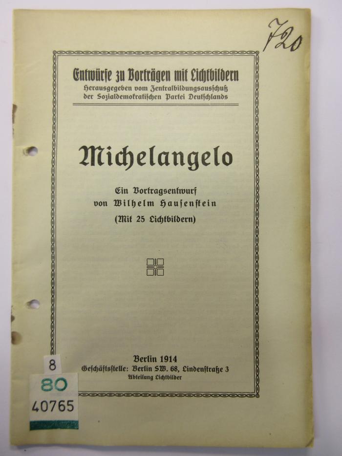 88/80/40765(0) : Michelangelo (1914)