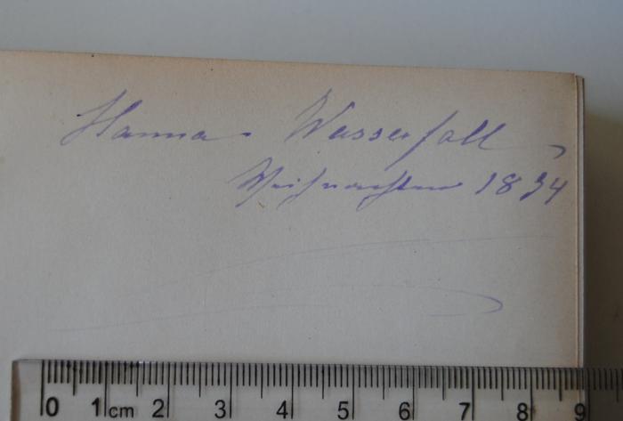 - (Wasserfall, Hanna), Von Hand: Name, Datum; 'Hanna Wasserfall / Weihnachten 1894'. 