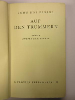 88/80/40746(4) : Auf den Trümmern: Roman zweier Kontinente (1932)