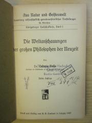 Phil 2b1 bus 3.A. : Die Weltanschauungen der großen Philosophen der Neuzeit (1907)