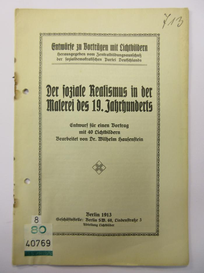 88/80/40769(7) : Der soziale Realismus in der Malerei des 19. Jahrhunderts (1913)
