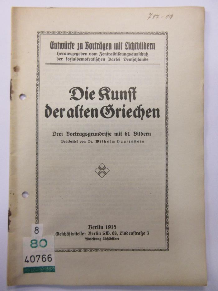 88/80/40766(1) : Die Kunst der alten Griechen (1915)
