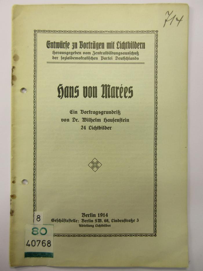 88/80/40768(5) : Hans von Marées (1914)