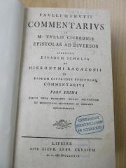 Rara 4312 : Commentarius in M. Tullii Ciceronis Epistolas ad diversos (1780)