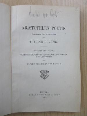 FH 33136 P60D.897 : Aristoteles`Poetik (1897)