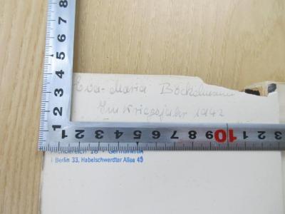 GK 5164 H374 D4 : Der Empörer. Das Leben Heinrich von Kleists (1938);- (Bockelmann, Eva-Maria), Von Hand: Name, Datum; 'Eva-Maria Bockelmann
Im Kriegsjahr 1942'. 