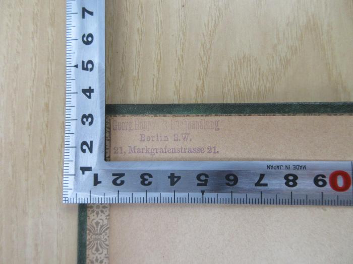 - (Georg Höppners Buchhandlung), Stempel: Buchhändler; 'Georg Höppners Buchhandlung
Berlin S.W.
21, Markgrafenstrasse 21.'. ;GK 5164 W665 : Heinrich von Kleist
 (1863)