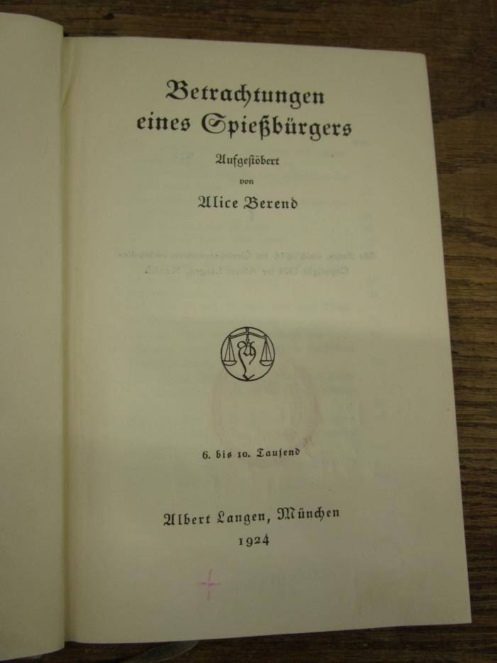Cm 8358 1924: Betrachtungen eines Spießbürgers (1924)