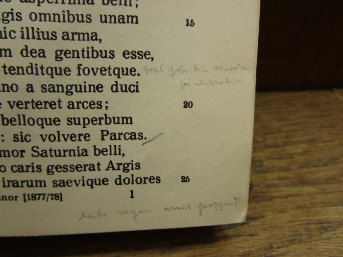 Cn 1105: [Aeneis] P. Vergili Maronis Aeneis : post Ribeckium tertium (1937);- (unbekannt), Von Hand: Annotation. 