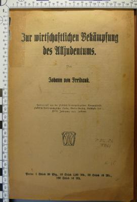 296.26 FREI : Zur wirtschaftlichen Bekämpfung des Alljudentums (1918)