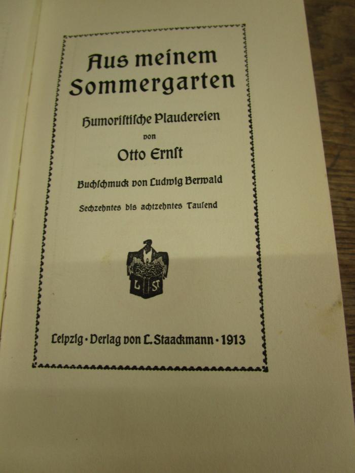 Cm 8241 1913: Aus meinem Sommergarten : Humoristische Plaudereien (1913)