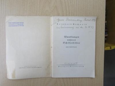 Box 5359 : Wandlung unseres Schillerbildes. Ein Vortrag. (1938)