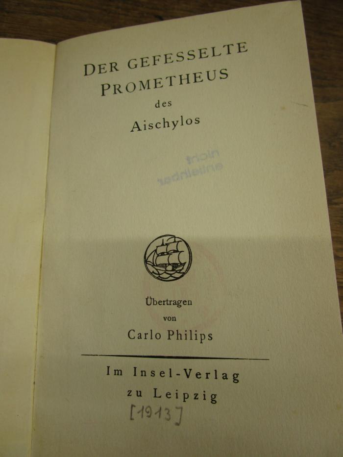 Cn 904 2. Ex.: Der gefesselte Prometheus ([1913])
