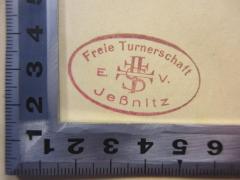 - (Freie Turnerschaft Jeßnitz e. V.), Stempel: Name, Ortsangabe; 'Freie Turnerschaft
EV
Jeßnitz'. 