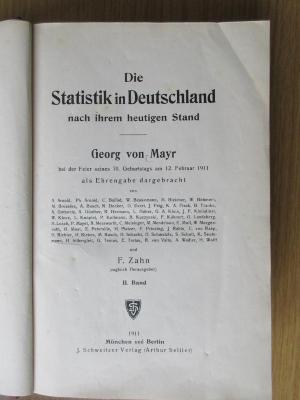 2 D 56-2 : Die Statistik in Deutschland nach ihrem heutigen Stand. Bd. 2 (1911)