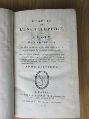 2 A 52-7 : L'esprit de l'encyclopédie, ou choix des articles les plus agréables, les plus curieux et les plus piquans de ce grand dictionnaire. Bd. 7 (1800)