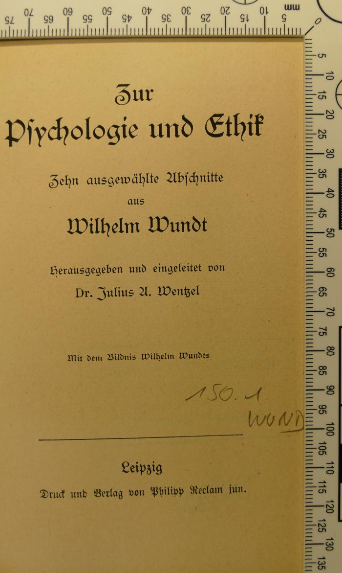 150.1 WUND : Zur Psychologie und Ethik (1911)
