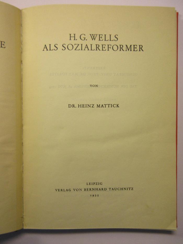 88/80/40879(8) : H.G. Wells als Sozialreformer (1935)
