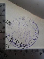 - (France. Ministère de l'Air), Stempel: Berufsangabe/Titel/Branche, Abbildung, Ortsangabe; 'Ministère de l'Air - Bibliotheque -'.  (Prototyp)