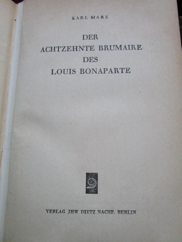 Ag 614 5. Ex.: Der achtzehnte Brumaire des Louis Bonaparte (1946)