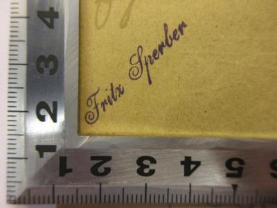 - (Sperber, Fritz), Stempel: Name; 'Fritz Sperber'. 