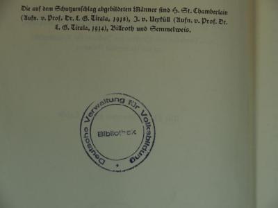 - (Deutsche Verwaltung für Volksbildung, Bibliothek), Stempel: Ortsangabe, Name; 'Deutsche Verwaltung für Volksbildung, Bibliothek'.  (Prototyp)