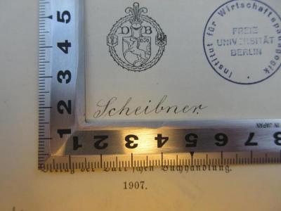 PA 0030 - 16 g-3/2 : Handbuch der Pädagogik : Geschichte der Pädagogik. (1907);- (Scheibner, Hans), Von Hand: Name; 'Scheibner.'. 