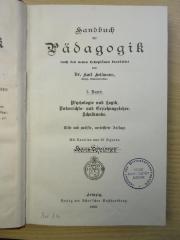 PA 0030 - 16 n-1/2 : Handbuch der Pädagogik : Psychologie und Logik. Unterrichts- und Erziehungslehre. Schulkunde. (1908)
