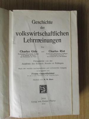 1 D 139&lt;2&gt; : Geschichte der volkswirtschaftlichen Lehrmeinungen (1913)