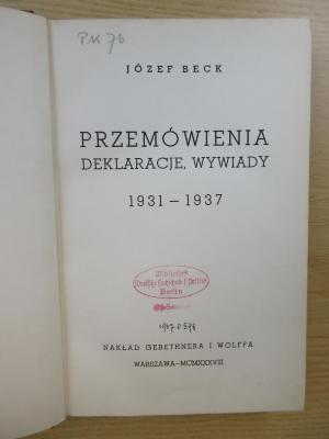 P-68 : Przemówienia deklaracje, wywiady 1931-1937 (1938)