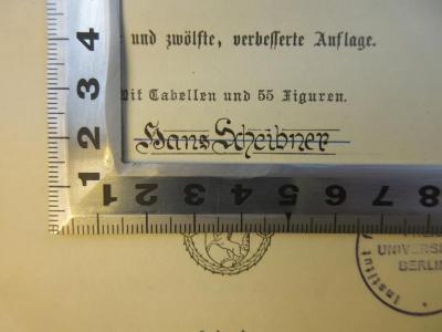 PA 0030 - 16 n-1/2 : Handbuch der Pädagogik : Psychologie und Logik. Unterrichts- und Erziehungslehre. Schulkunde. (1908);- (Scheibner, Hans), Von Hand: Name; 'Hans Scheibner'. 