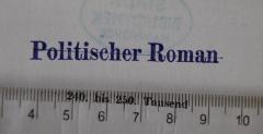 - (Buchhandlung Die Bille), Stempel; 'Politischer Roman'. 