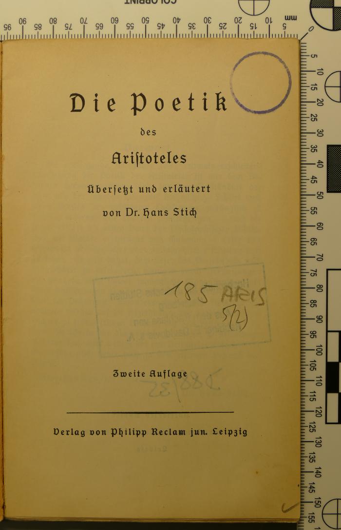 185 ARIS 5(2) : Die Poetik des Aristoteles ([1926])