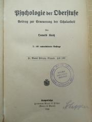 Eba 489 (ausgesondert) : Psychologie der Oberstufe (1944)
