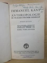 PB 0550 F - 7 f : Anthropologie in pragmatischer Hinsicht (1922)