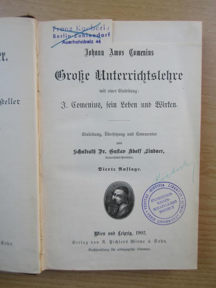 PB 0540 B - 6 d/2 : Johann Amos Comenius Große Unterrichtslehre (1902)