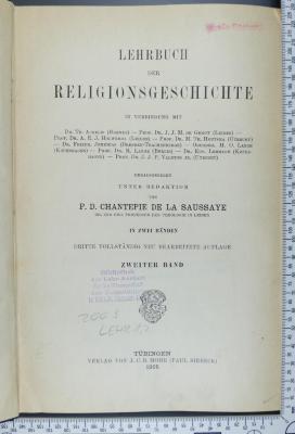 200.9 LEHR 1,2 : Lehrbuch der Religionsgeschichte (1905)