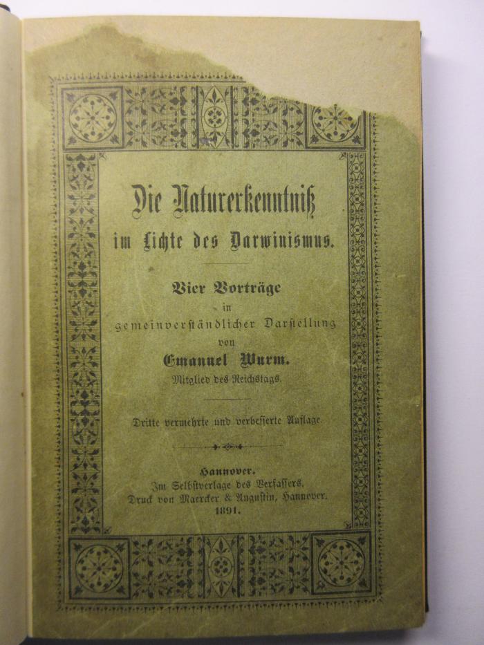 88/80/40917(0) : Die Naturerkenntniß im Lichte des Darwinismus. (1881)