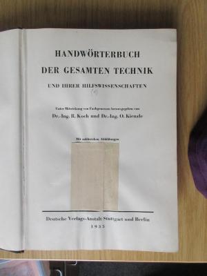 5 T 40-1-2 : Handwörterbuch der gesamten Technik und ihrer Hilfswissenschaften. Bd. 1; Bd. 2 (1935)