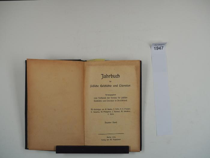  Jahrbuch für die jüdische Geschichte und Literatur. (1906)