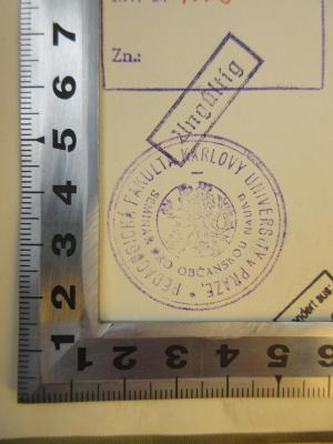 PB 0570 - 155 /4 : Pädagogik der Nichtpädagogen : Erziehungsgedanken in der schönen Literatur des 20. Jahrhunderts : Eine problemgeschichtliche Untersuchung (1930);- (Univerzita Karlova, Praha;Pedagogická fakulta university Karlovy ), Stempel: Name; 'Pedagogická Fakulta Karlovy University v Praze *
Seminar pro Obcanskou Nauku -'.  (Prototyp)