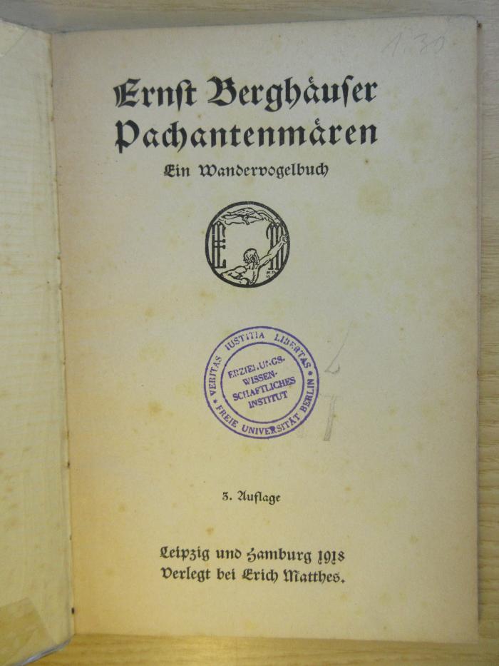 Pb 0576 - 76 c : Pachantenmären : Ein Wandervogelbuch (1918)