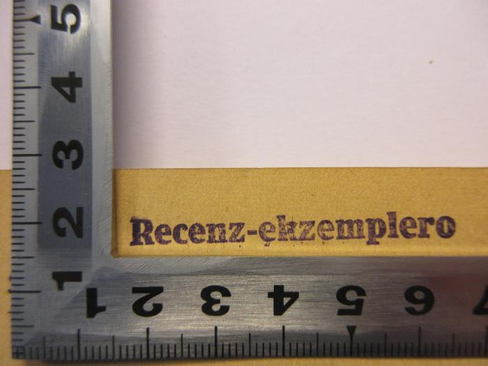-, Stempel: Annotation; 'Recenz-ekzemplero'
