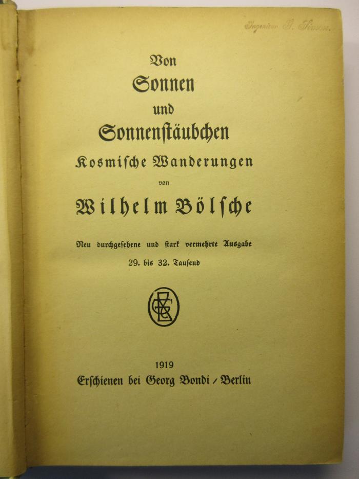 88/80/40939(0) : Von Sonnen und Sonnenstäubchen (1919)