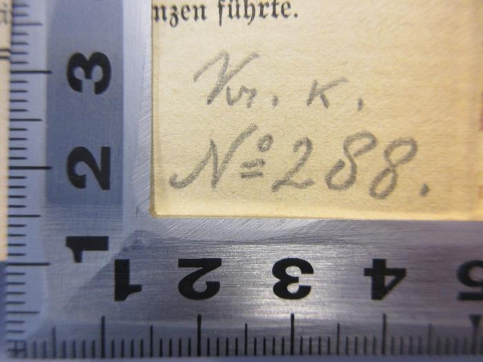-, Von Hand: Nummer; 'Kr. K.
No 288.'