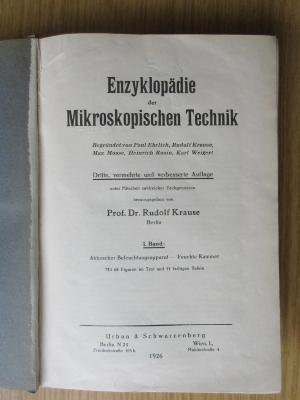 1 S 25&lt;3&gt;-1-2 : Enzyklopädie der mikroskopischen Technik. Bd. 1; Bd. 2 (1926)
