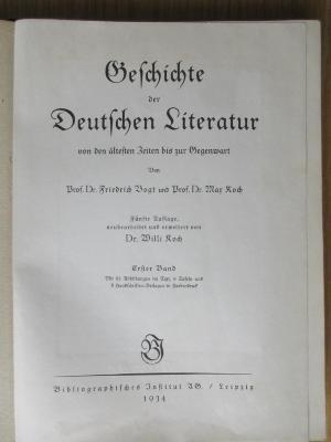 10 L 384&lt;5&gt;-1 : Geschichte der deutschen Literatur von den ältesten Zeiten bis zur Gegenwart (1934)